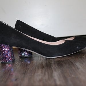 Kate Spade Suede Pumps With Glitter Heel